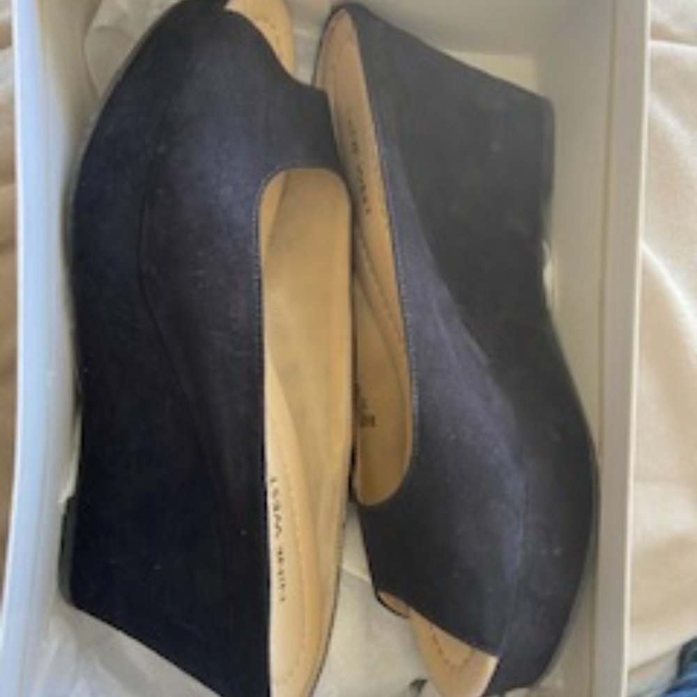 Nine West Black Suede Peep-toe Wedge